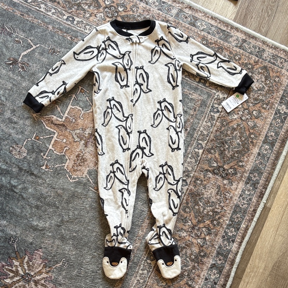 Carter's Black and White Penguin Footie Pajamas